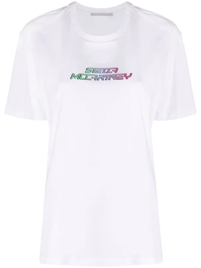 Shop Stella Mccartney Raised-logo Cotton T-shirt In Weiss