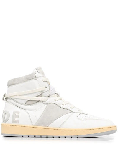 Shop Rhude Panelled Hi-top Sneakers In Weiss