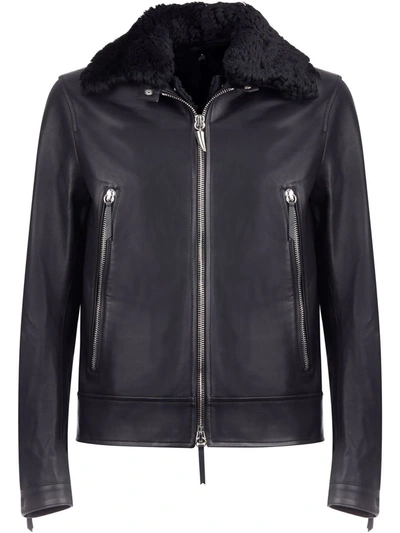 Shop Giuseppe Zanotti Deven Leather Jacket In Schwarz