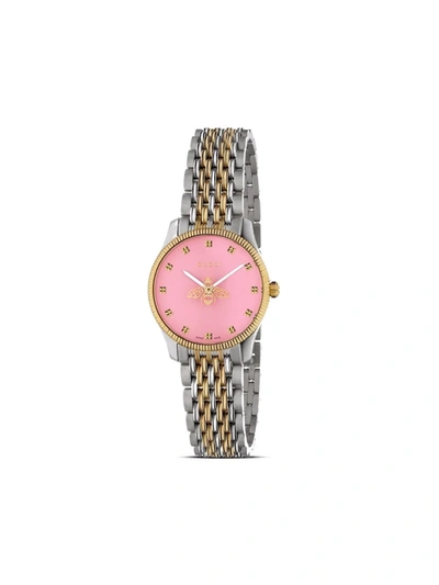 Gucci Womens Gold And Silver Ya1265030 G-timeless Yellow-gold Toned Stainless-steel Quartz Watch In Rosa