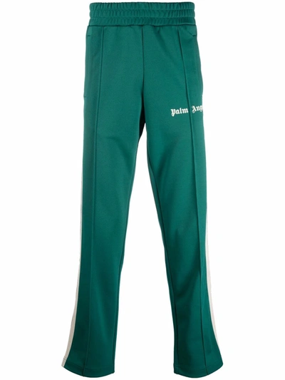 Shop Palm Angels Trousers In Forest Green White