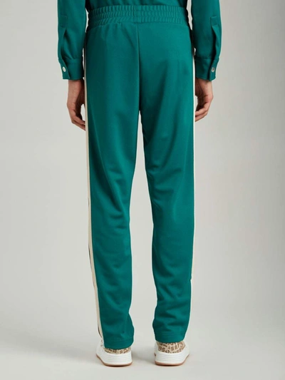 Shop Palm Angels Trousers In Forest Green White