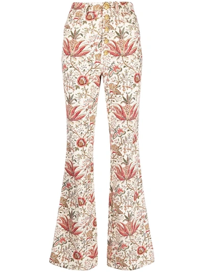 Shop Giambattista Valli High-waisted Flared Trousers In Nude