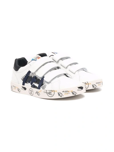 Premiata Graphic-print Touch-strap Sneakers In White