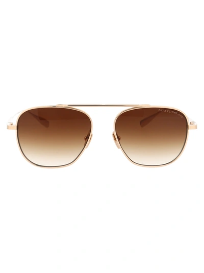 Shop Dita Eyewear Flight Aviator Sunglasses In Gold