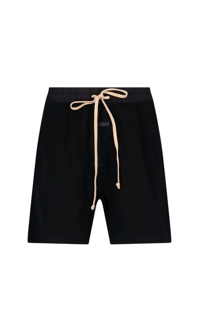 Shop Fear Of God Logo Patch Track Shorts In Black