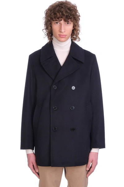 Shop Mackintosh Dalton Coat In Blue Wool