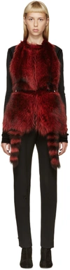 GIVENCHY Red & Black Raccoon Fur Vest