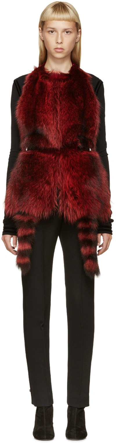 Givenchy Red & Black Raccoon Fur Vest In Red-blk | ModeSens