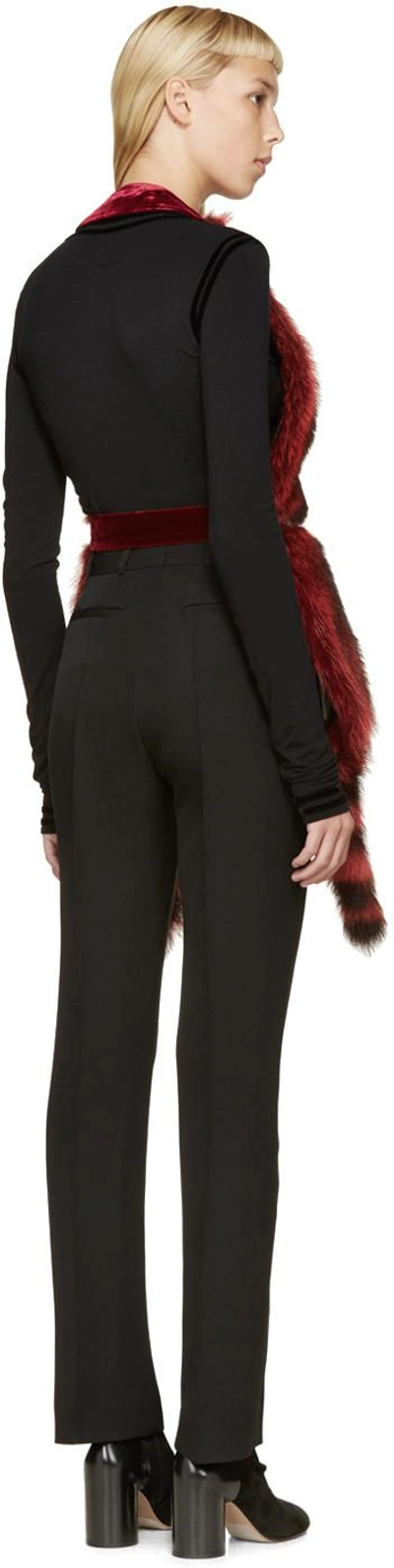 Shop Givenchy Red & Black Raccoon Fur Vest