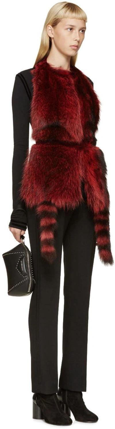 Shop Givenchy Red & Black Raccoon Fur Vest