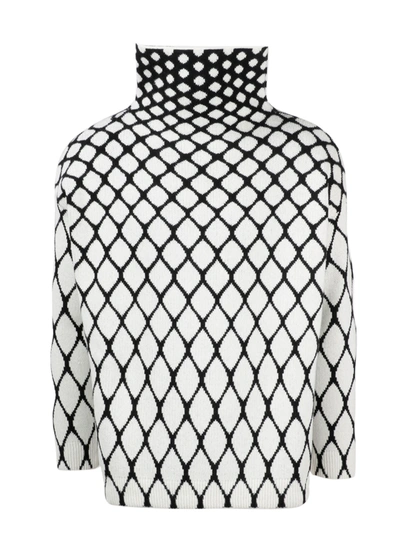 Shop Valentino Geometric Sweater In White