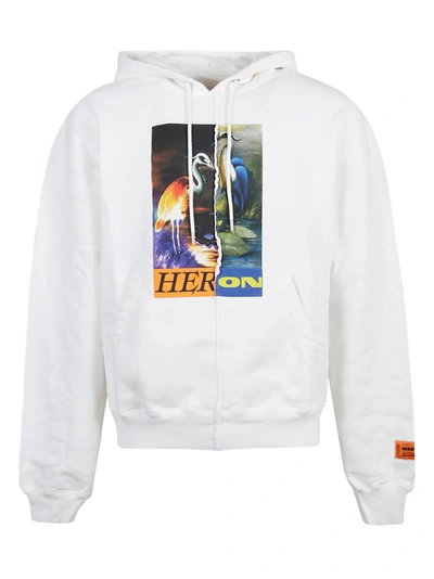 Shop Heron Preston Split Logo Hoodie In White/orange
