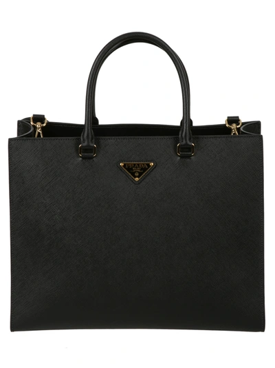 Shop Prada Pouch Detail Top Handle Tote In Black