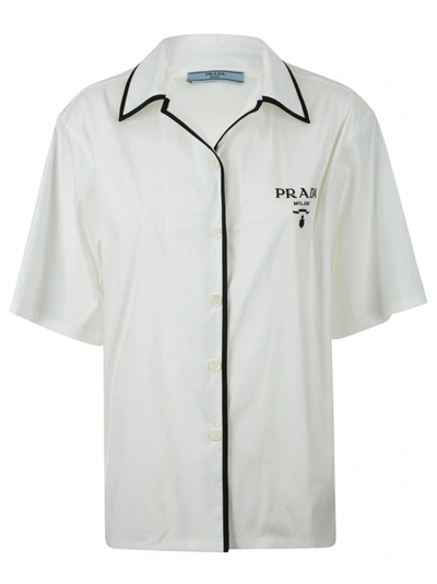 Shop Prada Chest Logo Shortsleeve Shirt In White