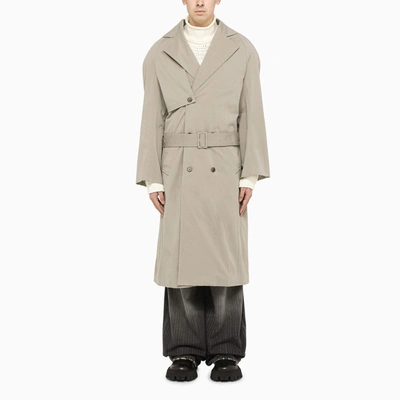 Shop Balenciaga Beige Double-breasted Trench Coat