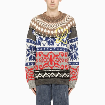 Shop Loewe Multicolour Jacquard Sweater In Multicolor
