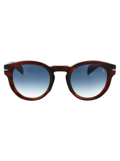 Shop Db Eyewear By David Beckham Db 7041/s Sunglasses In Z1508 Brown Striped Havana