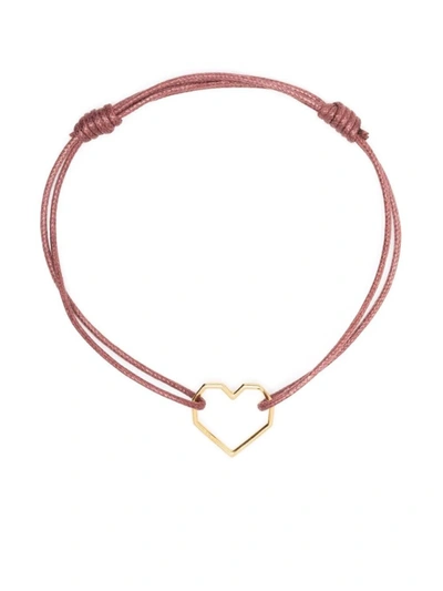 Shop Aliita 9kt Yellow Gold Corazón Rope Bracelet In Pink