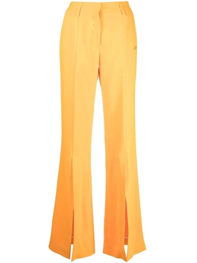 Shop Off-white Slit-detail Flared Trousers In Orange