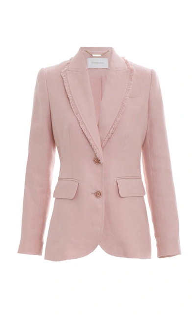 Zimmermann Women's Postcard Fringed Linen Blazer In Pink | ModeSens