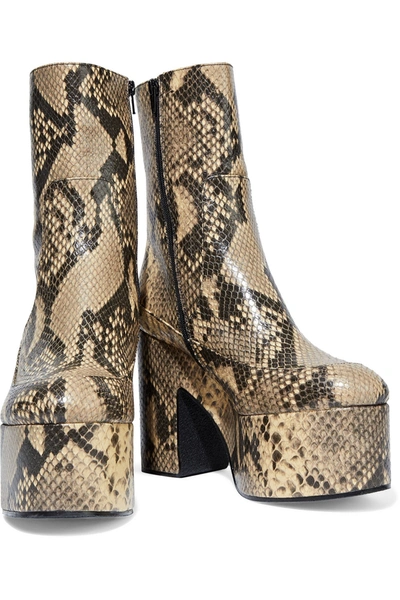 Shop Dries Van Noten Snake-effect Leather Platform Ankle Boots In Animal Print