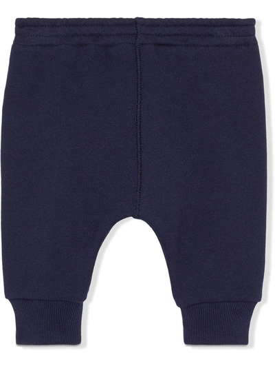 Shop Gucci Kids Label Embellished Pants In Blue