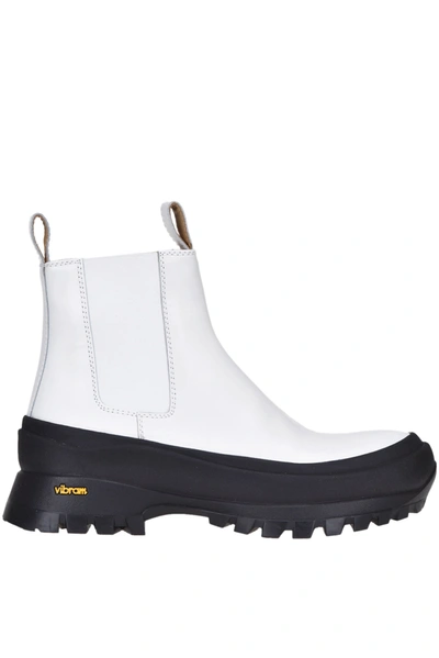 Jil Sander Boston Ankle Boots In Leather With Vibram Sole In White