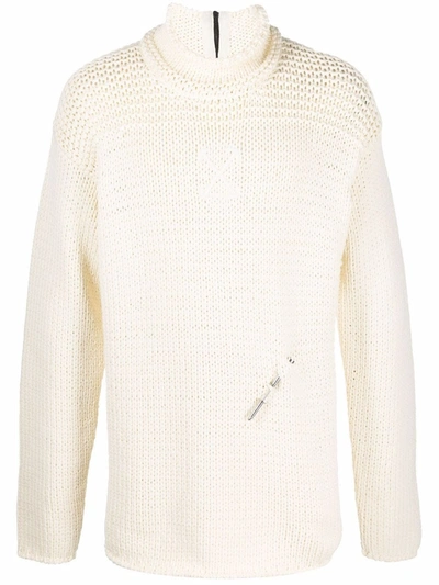 Shop Off-white White Nail Detail High-neck Sweater
