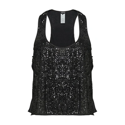 Shop Tom Ford All Over Sequins Tank Top In Black