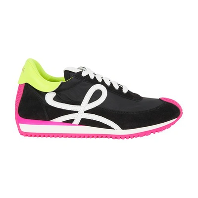 Shop Loewe Flow Runner Sneakers In Black Neon Pink