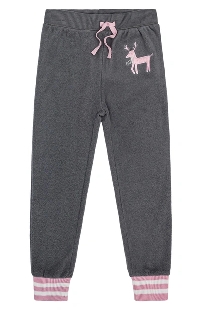 Petit Lem Reindeer Print Polar Fleece Pajama Pants In 101 Off White