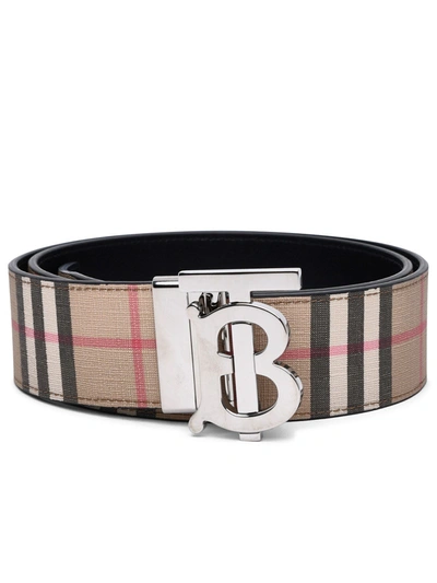 Shop Burberry Logo Plaque Vintage Check Reversible Belt In Brown