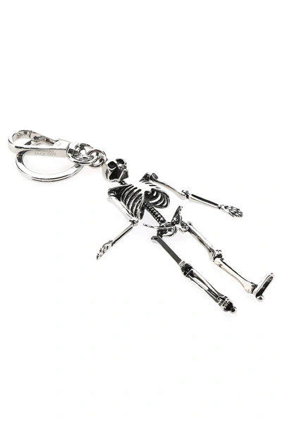 Shop Alexander Mcqueen Silver Brass Skeleton Keyring  Nd  Uomo Tu