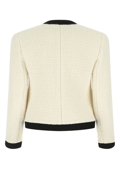 Shop Saint Laurent Ivory Tweed Blazer  White  Donna 38f