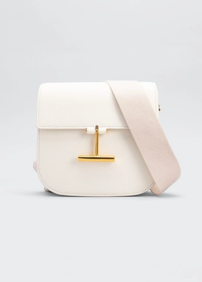 Shop Tom Ford Tara Mini Crossbosy In Grained Leather With Webbed Strap In Chalk