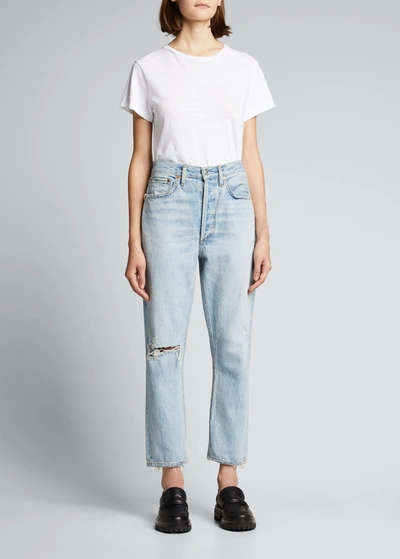 Re/done White Hanes Edition 1950s Boxy T-shirt In Optic White