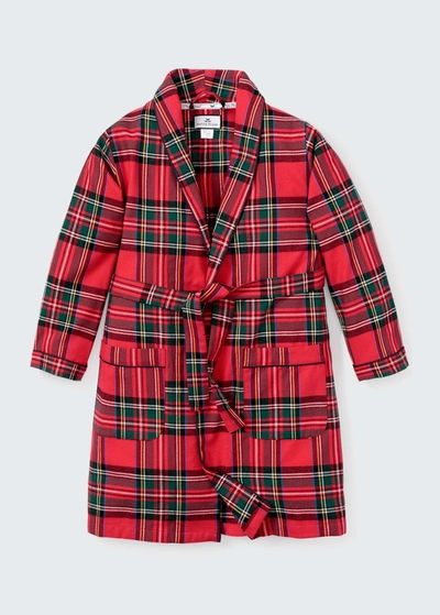 Shop Petite Plume Kid's Imperial Tartan Robe In Red Multi