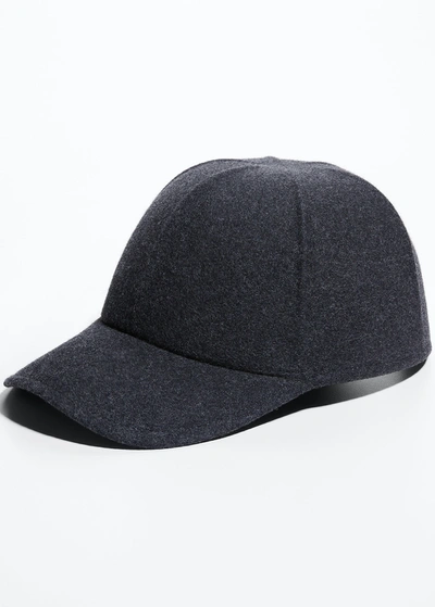 Shop Prada Men's Wool Logo Baseball Hat In F0308 Antracite