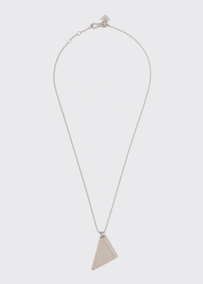Shop Prada Men's Sterling Silver Triangle Charm Necklace In F0118 Argento