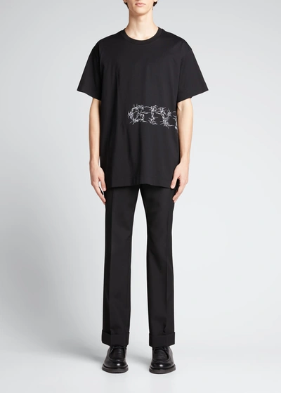 Shop Givenchy Men's Barbed Wire Logo T-shirt In Black