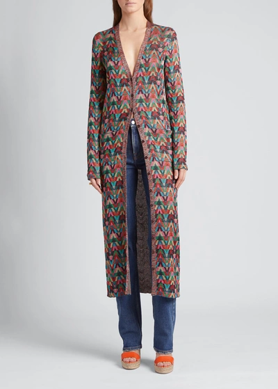 Shop Valentino V-print Lurex Cardigan In Multi