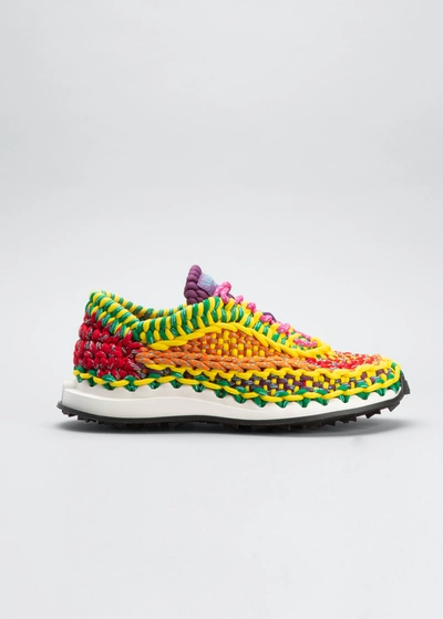 Shop Valentino Multicolored Crochet Runner Sneakers In Yellow Multi