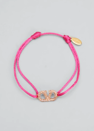 Shop Valentino Vlogo Crystal Cord Bracelet In O40 Feminine Ligh