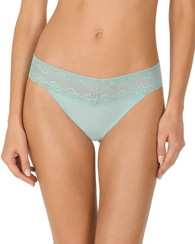Shop Natori Bliss Perfection Lace-trimmed Thong (one Size) In Electric Pink