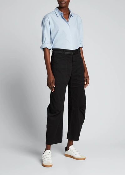 Shop Nili Lotan Shon Mid-rise Cropped Pants In Carbon