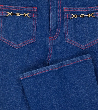 Shop Gucci Horsebit Jeans In Blue/mix