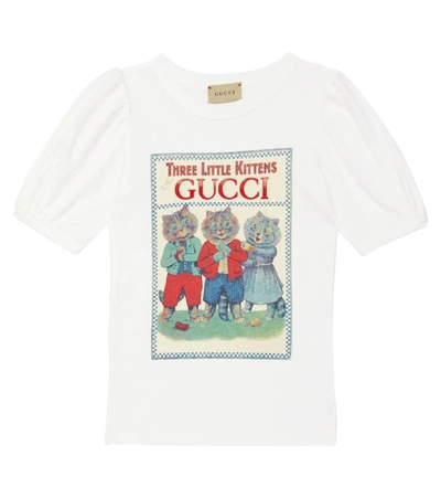 Shop Gucci Printed Cotton And Linen T-shirt In Sunlight/mc