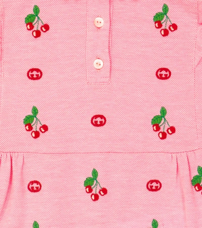 Shop Gucci Baby Embroidered Cotton Bodysuit In Soft Rose/mix