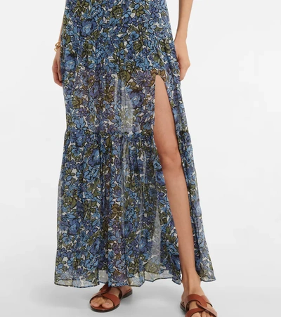 Shop Veronica Beard Florencia Floral Silk Maxi Dress In Blue Multi